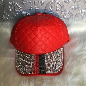 Red hat with added rhinestones